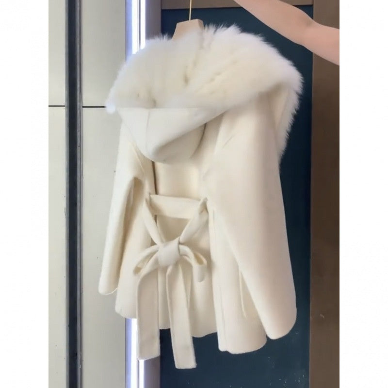 Stitching Fur Woolen Coat Women's Fur Coat Buy Center