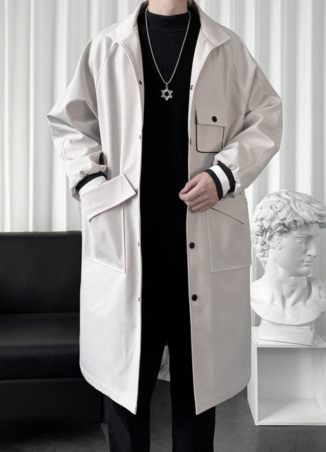 Manteau mi-long pour homme, coupe au-dessus du genou, style tempérament