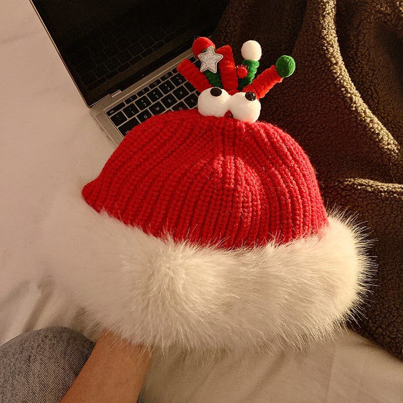 Cute Christmas Antlers Plush Bonnet Children Buy Center