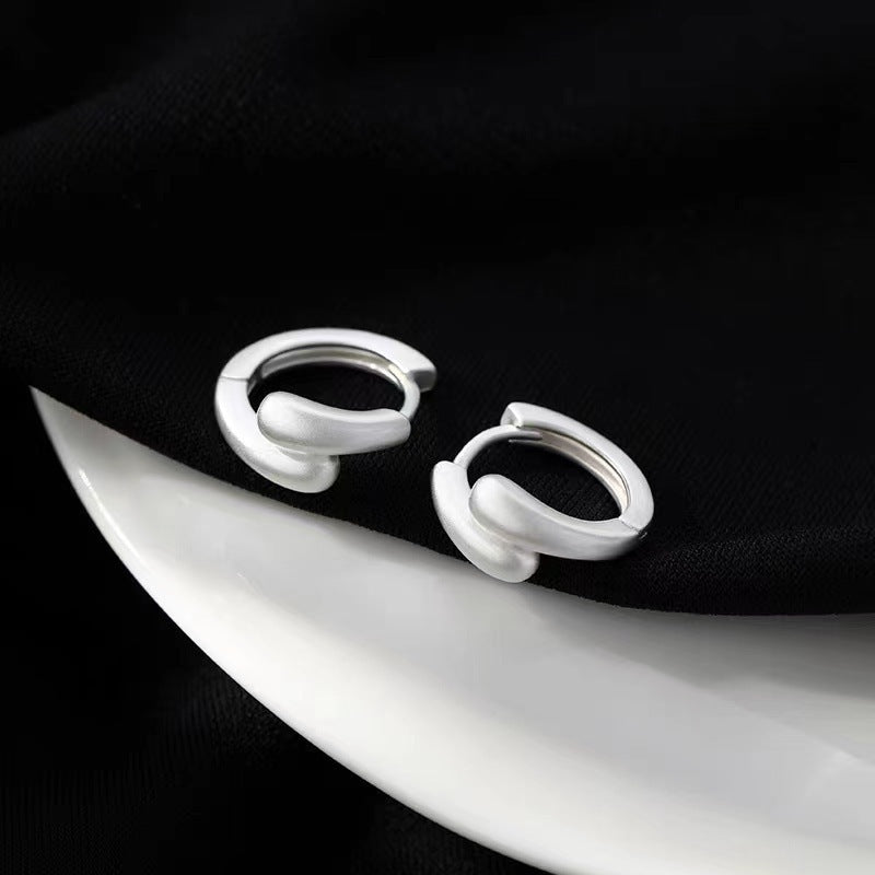 Silver Needle Frosted Ear Ring Female Niche Earrings Buy Center