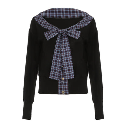 French Style Temperament Bowknot Slimming Hot Girl Knitted Top Buy Center