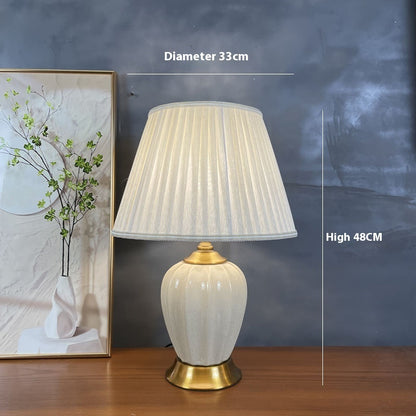 Fresh Arrivals at Buy Center: Bronze Ceramic Table Lamp Household Minimalist Decoration Bedside Lamp Beige Pleated