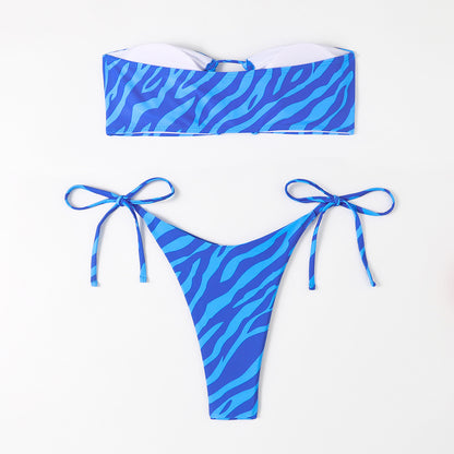 New Women's Fashion Bikini Striped Printed Swimsuit