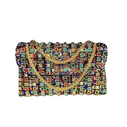 Bolso de mano lleno de diamantes estilo retro europeo y americano