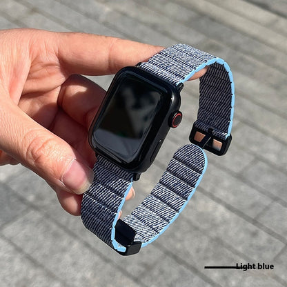 Hot New Items at Buy Center: Slim Denim Magnetic Buckle Watch Strap Light Blue