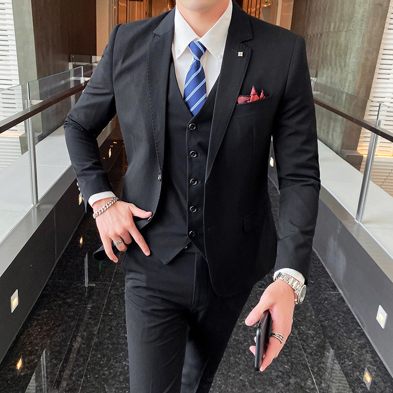 Hot New Items at Buy Center: Casual Single Row Buckle Men's Suit Three-piece Suit