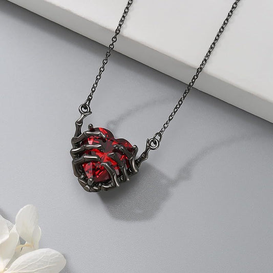 Buy Center Prestige-Retro Fashion Dark Red Love Ghost Claw Pendant Necklace