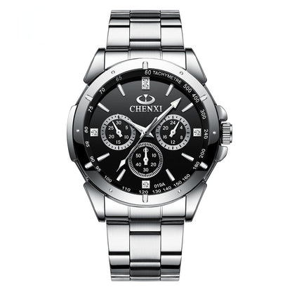 Buy Center Exclusive Offer-Waterproof Couple Quartz Watch Silver Male Black