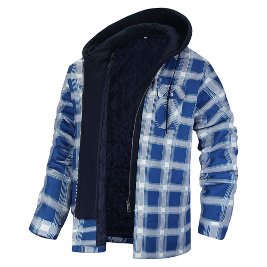 Thick Plaid Long Sleeve Hooded Jacket | Men's Clothing6 | Buy Center