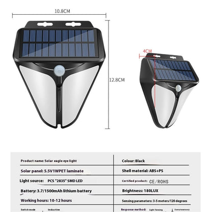 Fresh Arrivals at Buy Center: Outdoor Solar Courtyard Human Body Induction Wall Lamp Intelligent Light Sense Garden Villa Balcony Exterior Wall Solar Eagle Eye Lamp