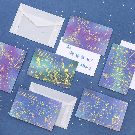 Trending Now at Buy Center: High-end Aesthetic Sulfuric Acid Paper Bronzing Folding Greeting Card Envelope Set