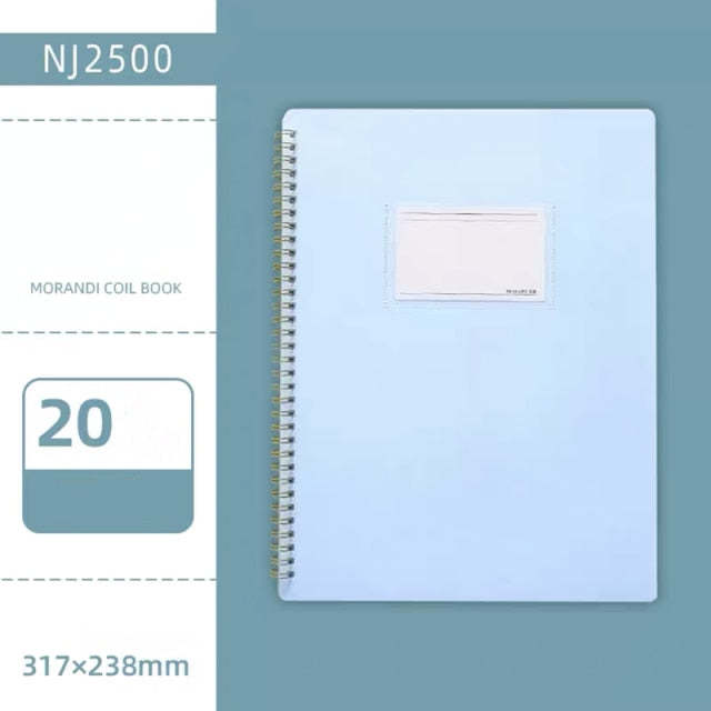 Now Available at Buy Center: Morandi Color A4 File Book Coil Interstitial Information Folder Bag Blue 20pages