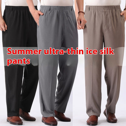 Newly Released at Buy Center: Elastic Waist Casual Pants Old Men's Loose Grandpa Long Pants