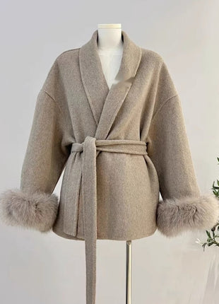 Fox Fur Double-sided Temperament Wool Overcoat