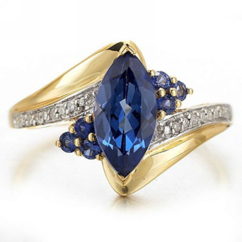 Buy Center Premium-Women's Fashion Sapphire Plated 18K Gold Ring