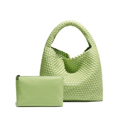 Fresh on the Scene at Buy Center: Large Capacity Combination Bags Trend Underarm Shoulder Handmade Soft Texture B1683 Matcha Green