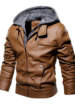 Manteau en cuir pour homme taille américaine tendance et chaud