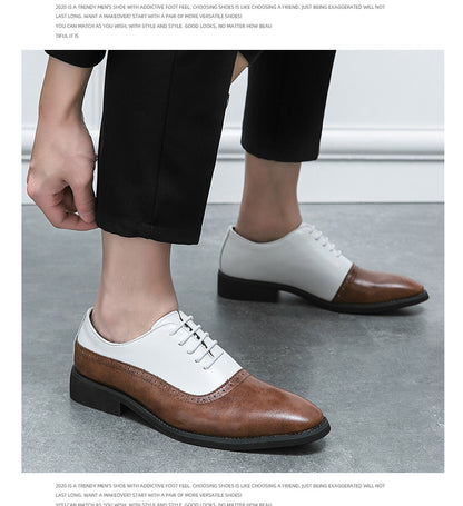 Fresh Arrivals at Buy Center: Men's Business Double Color Block Leather Shoes