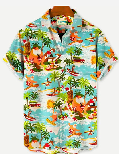 Camisa hawaiana informal con estampado 3D de moda de verano para hombre, vacaciones en la playa