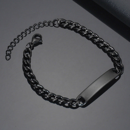 Buy Center Prestige-Stylish Stainless Steel Laser Engraving Bracelet Black 1Style