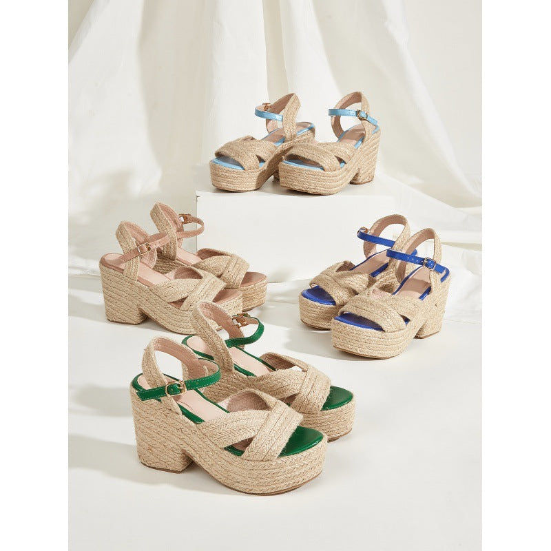 Just Arrived at Buy Center: European And American Platform Wedge Hemp Rope Women's Sandals