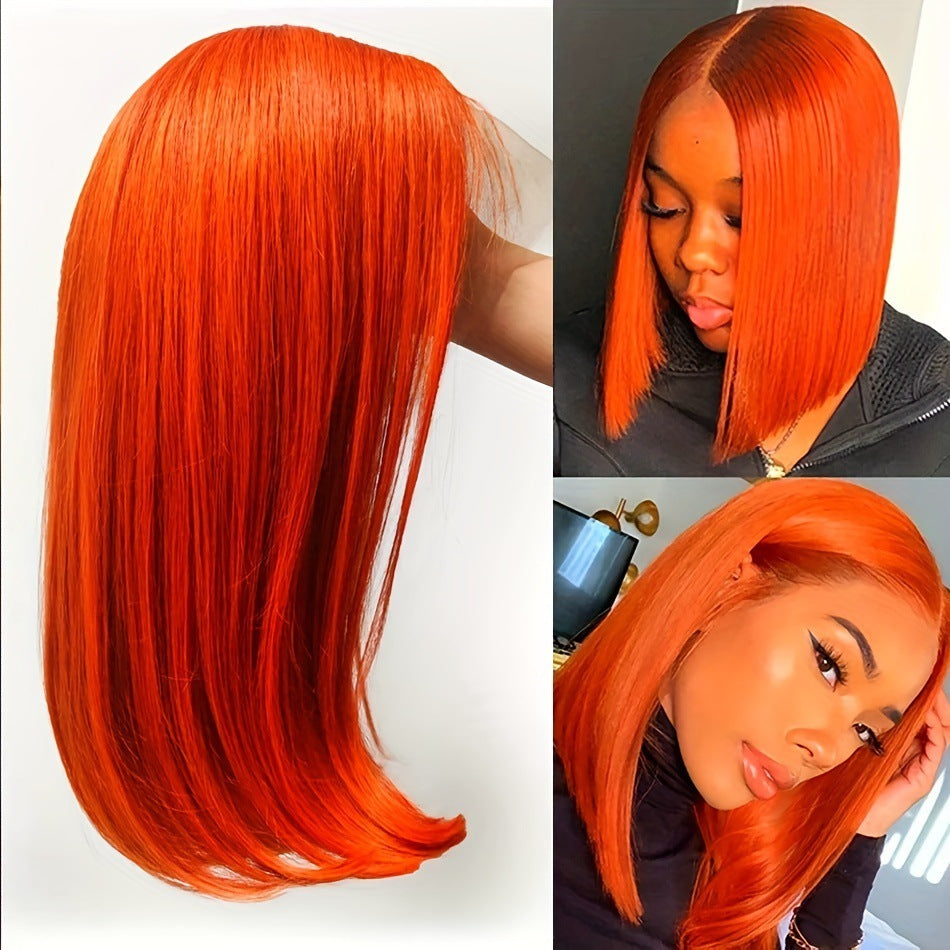 Buy Center Handpicked- Straight Ginger Orange Bob Wigs Human Hair13x4