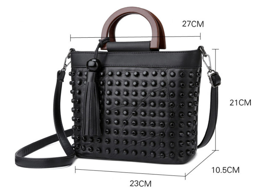 Now Available at Buy Center: Women's Fashion Personalized Sheepskin Rivet Bag