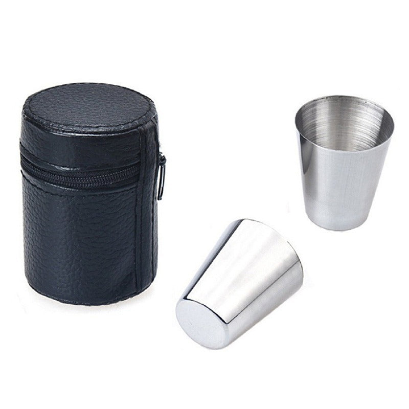 Newly Released at Buy Center: Simple 30 Ml Stainless Steel Thickened Outdoor Carry Tass Free PU Leather Cup Cover