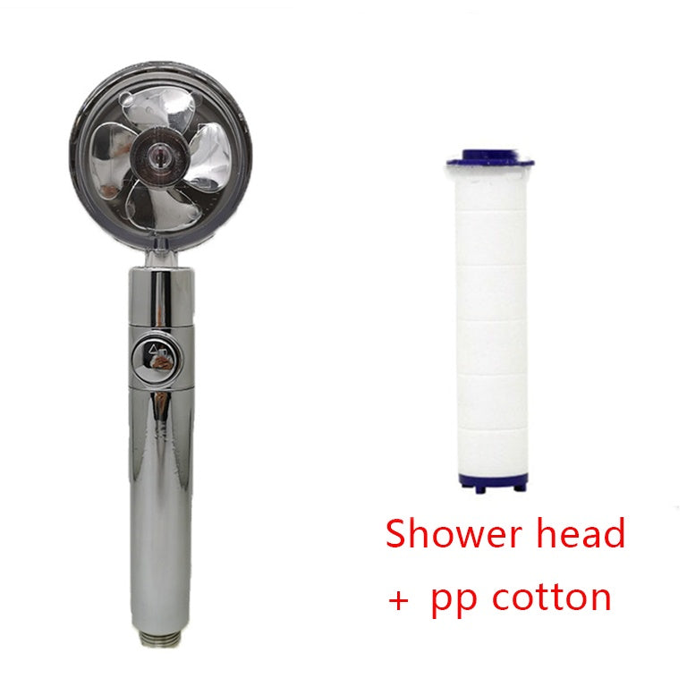 Shower Head Water Saving Flow 360 Degrees Rotating With Small Fan ABS Rain High Pressure Spray Nozzle Bathroom Accessories Set5