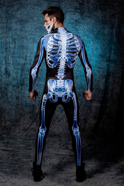 Fresh Arrivals at Buy Center: Halloween Long Sleeve Tights See-through Skeleton 3D Printed One-piece