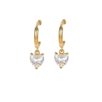 Buy Center Excellence-Simple Heart-shaped Round Drop-shaped Large Zircon Earrings Eardrops