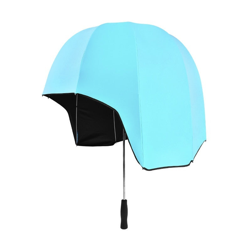 Just Arrived at Buy Center: Helmet Umbrella Sunny And Rainy Dual-purpose Sun Protection Sunshade Blue Vinyl 76cm