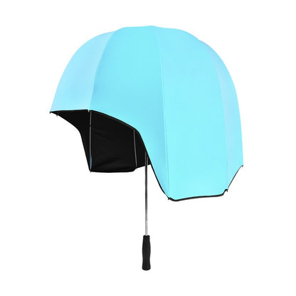 Just Arrived at Buy Center: Helmet Umbrella Sunny And Rainy Dual-purpose Sun Protection Sunshade Blue Vinyl 76cm