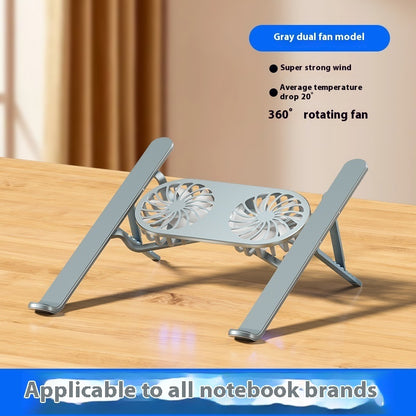 Buy Center Top Rated-Aluminum Alloy Notebook Stand Portable Folding Lifting Tablet Height Increasing Desktop Twin Fan Computer