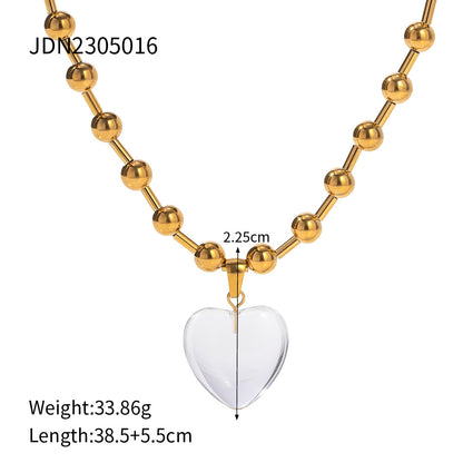 Buy Center Ultimate-Stainless Steel Transparent Glass Crystal 18K Gold Love Necklace JDN2305016