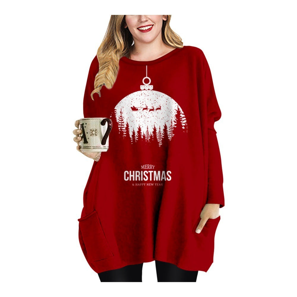 Long Christmas Snowflake Element Round Neck Dress Buy Center