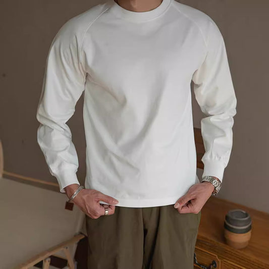 Vintage Cotton Raglan Long Sleeve Neckline Inner Bottoming Shirt Autumn Men | Men's Clothing4 | Buy Center