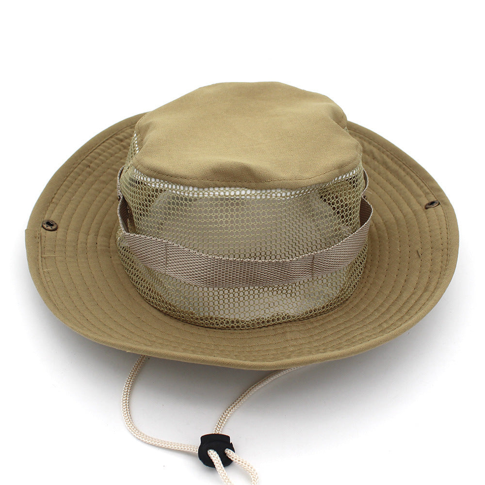 Newly Released at Buy Center: Outdoor Casual Mountaineering Fishing Fisherman Hat Mesh Khaki L 58 To 60cm