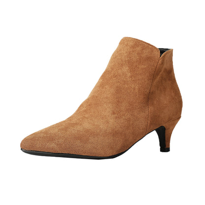 Buy Center Exclusive Offer-Suede Stiletto Heel Ankle Boots Pointed-toe Ankle Boots Brown