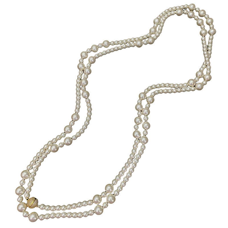 Buy Center Hot Pick-Extra Long Pearl Necklace For Women Fashionable And Versatile White