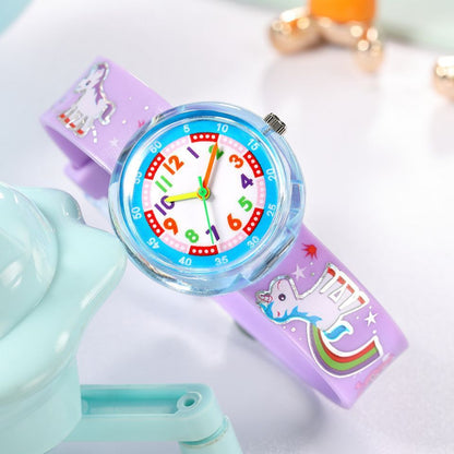 Reloj de silicona transparente con dibujos animados para niños