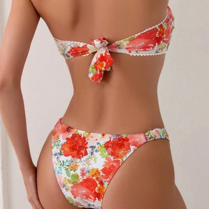 Just Arrived at Buy Center: Women's Shell Print Design Split Tight Backless Bikini Suit