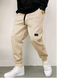 Just Arrived at Buy Center: Thread Drawstring Leisure Thick Trousers Khaki