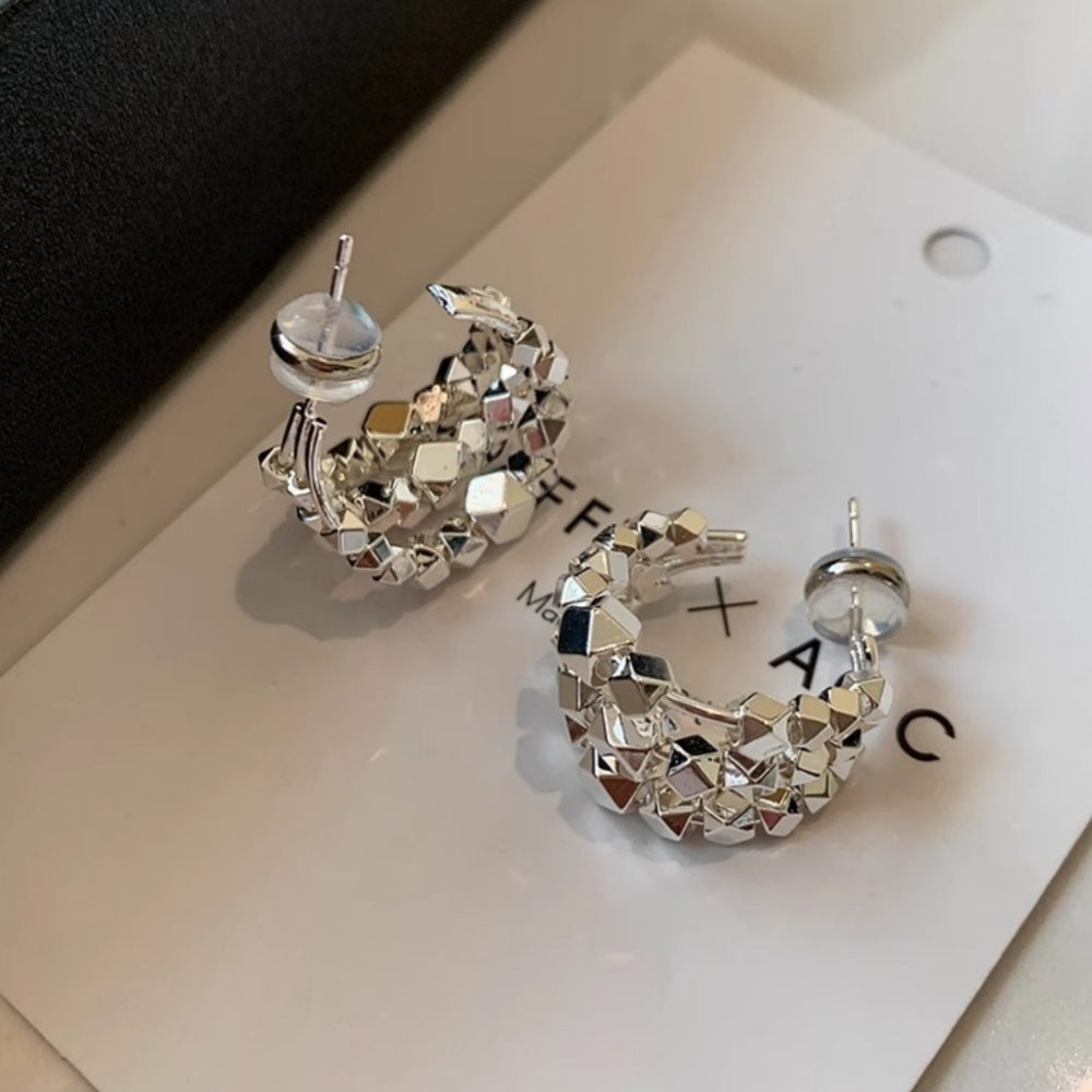 Silver Small Pieces Of Silver Stud Earrings Female Niche Buy Center