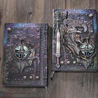 Creative Retro 3D Warriors Relief A5 Notebook Journal Embossed Writing Notebook Handmade Leather Cover Diary Gift Buy Center