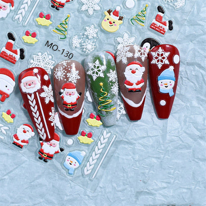 Christmas Relief Nail Stickers Paper Tape Adhesive Waterproof