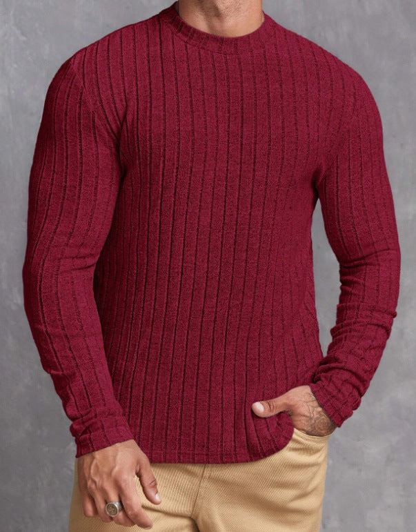 Casual Solid Color Round Neck Pullover Long-sleeved T-shirt