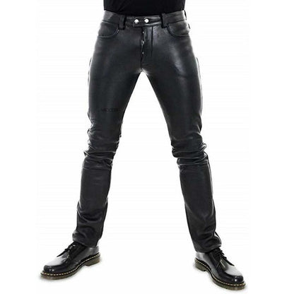 2022wish Amazon European And American Solid Color PU Elastic Leisure Men Leather Pants Buy Center