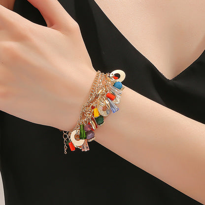 Buy Center Excellence-Bohemian Glass Crystal Mixed Color Multi-layer Bead Bracelet