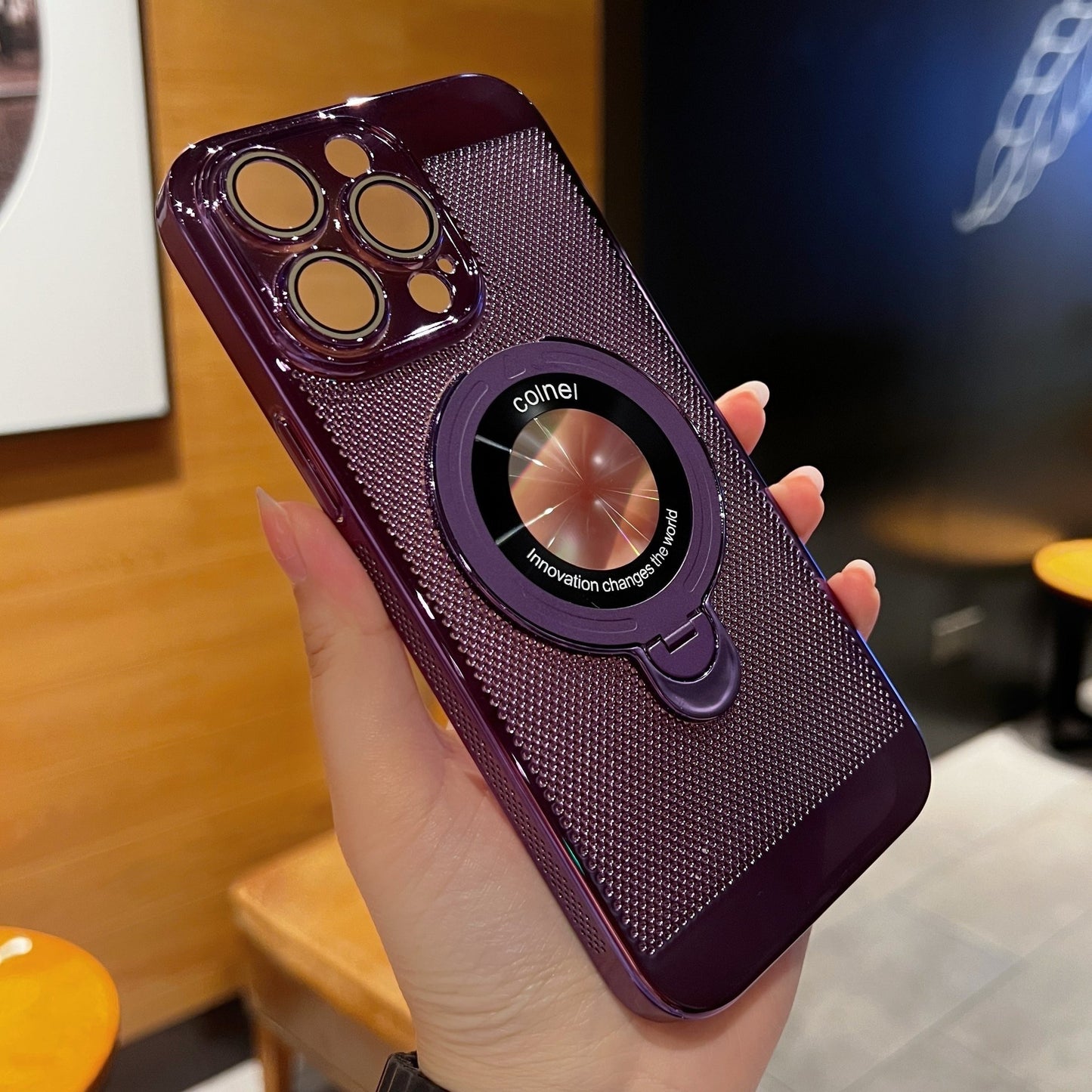 Just Arrived at Buy Center: Rotary Magnetic Adhesive Bracket Electroplating Heat Dissipation Suitable For 15 Phone Case Purple